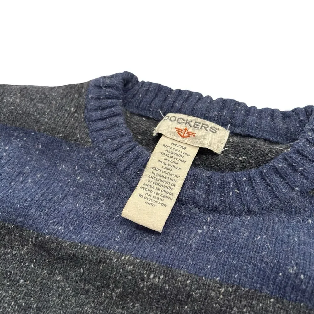 Dockers Crewneck‎ Sweater Blue & Gray Stripe Heather Size Medium